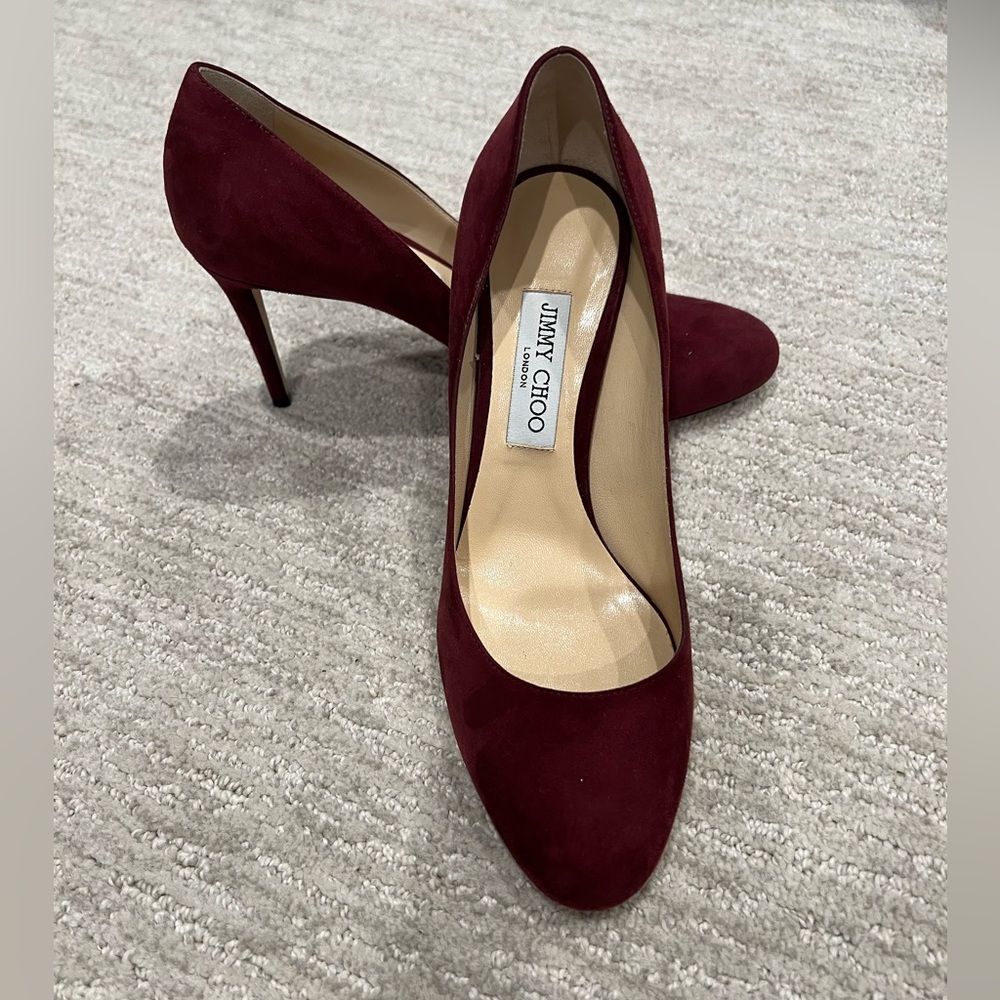 Jimmy Choo burgundy suede pump worn once